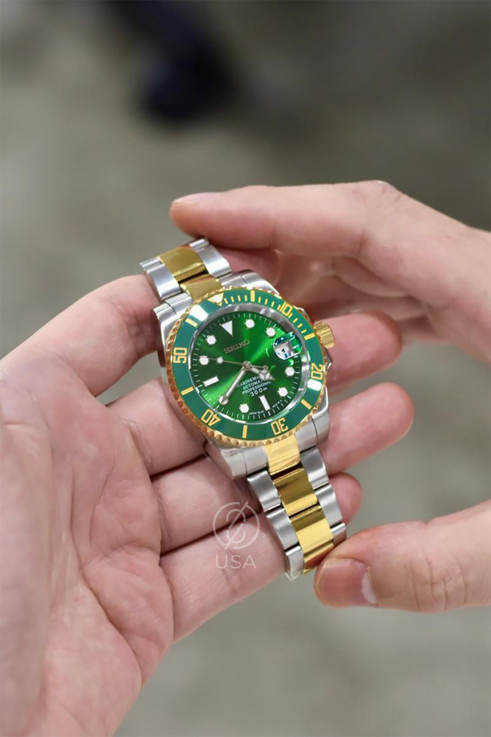 Mod Submariner Two-Tone Gold Green
