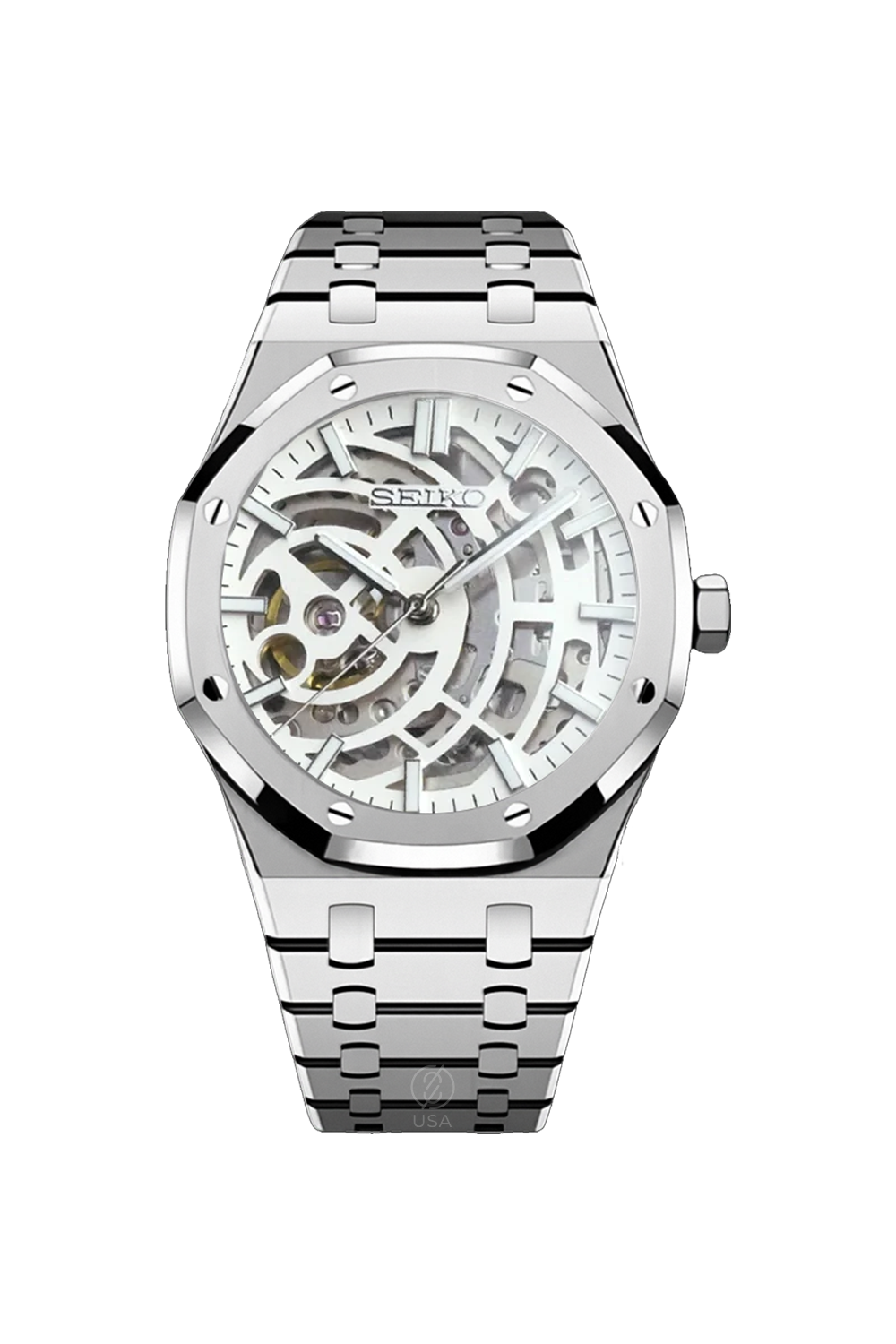 Mod Royal Oak Skeleton White Silver