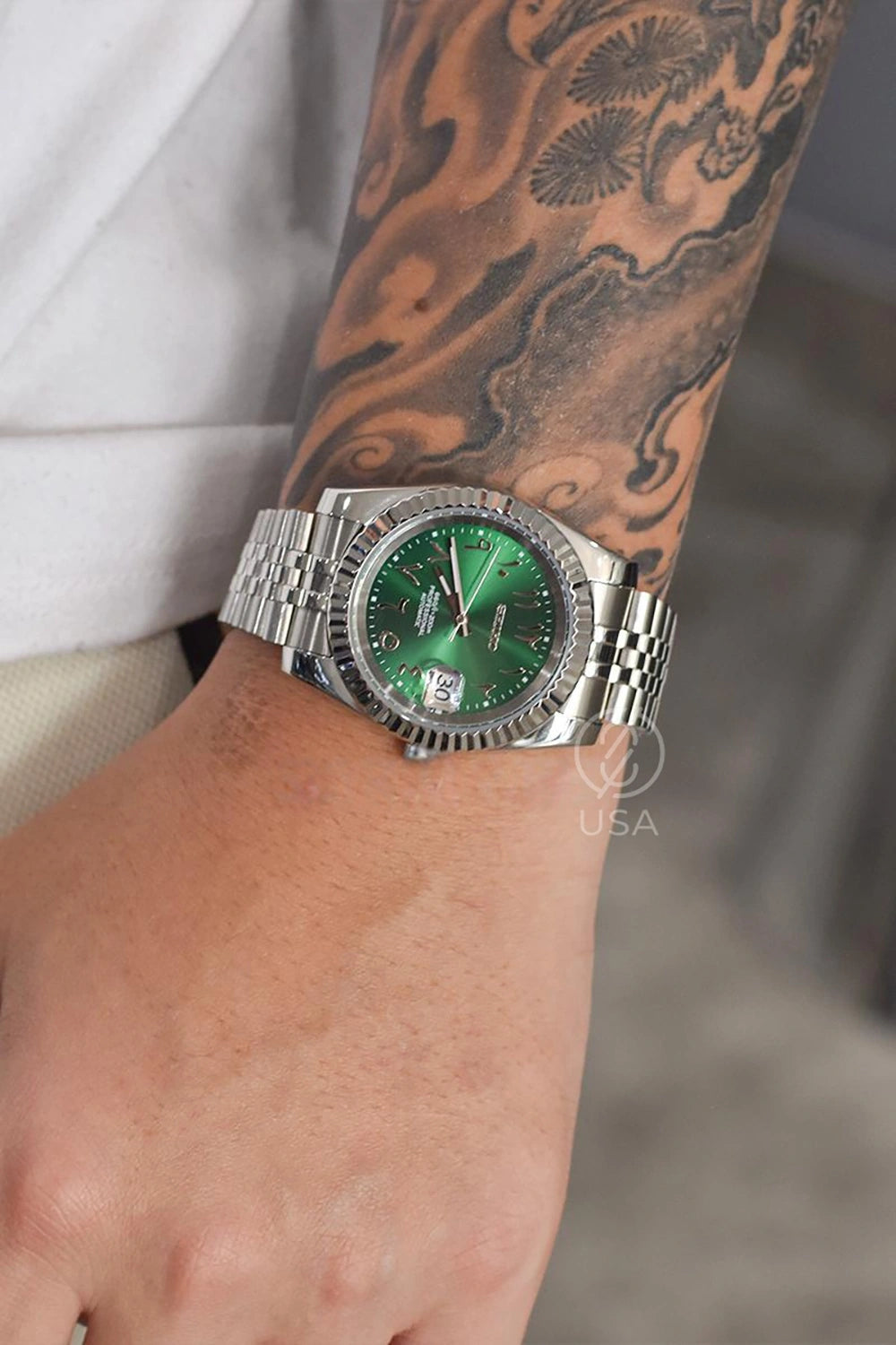 Mod Datejust Arabic Green