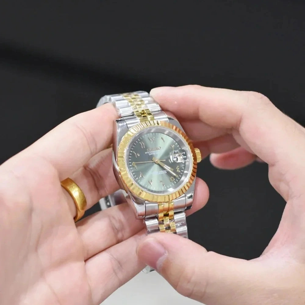 Mod Datejust Two-Tone Gold Arabic Green
