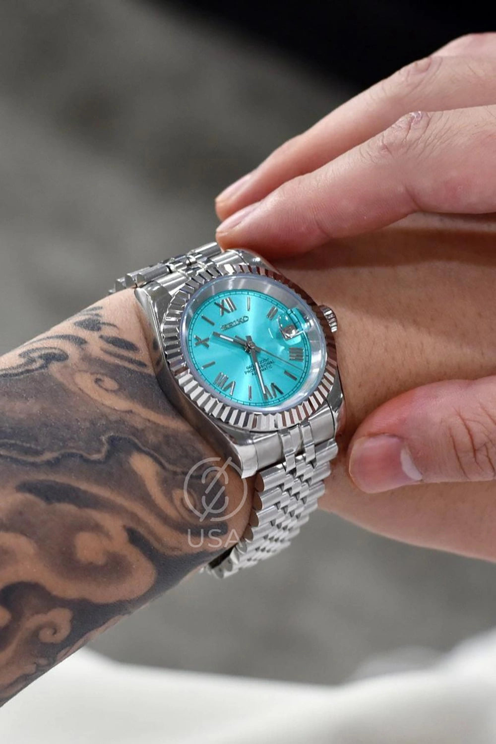 Mod Datejust  Roman Tiffany Blue