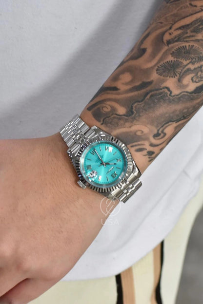 Mod Datejust  Roman Tiffany Blue