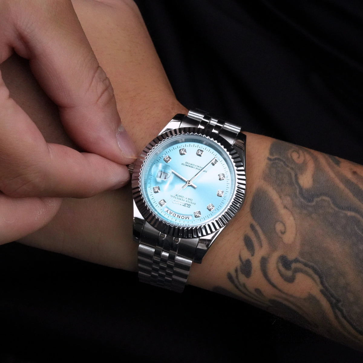 Mod Day-Date Sky Blue Diamond
