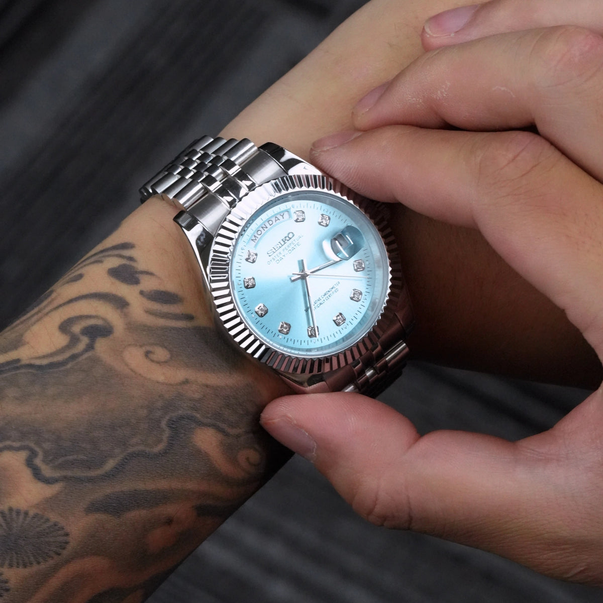 Mod Day-Date Sky Blue Diamond