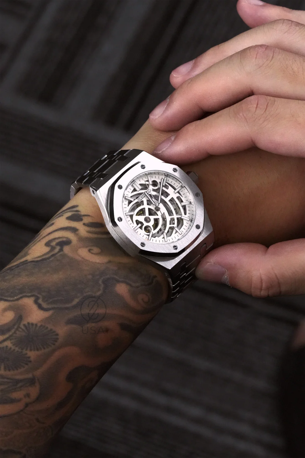 Mod Royal Oak Skeleton White Silver