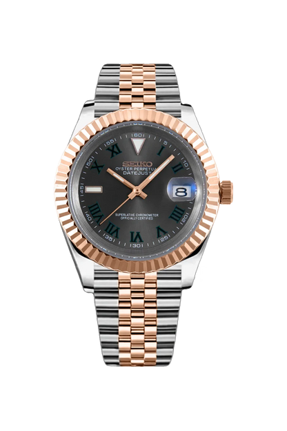 Mod Datejust Wimbledon Two-Tone Rose Gold Gray - SKYRIM WRIST 