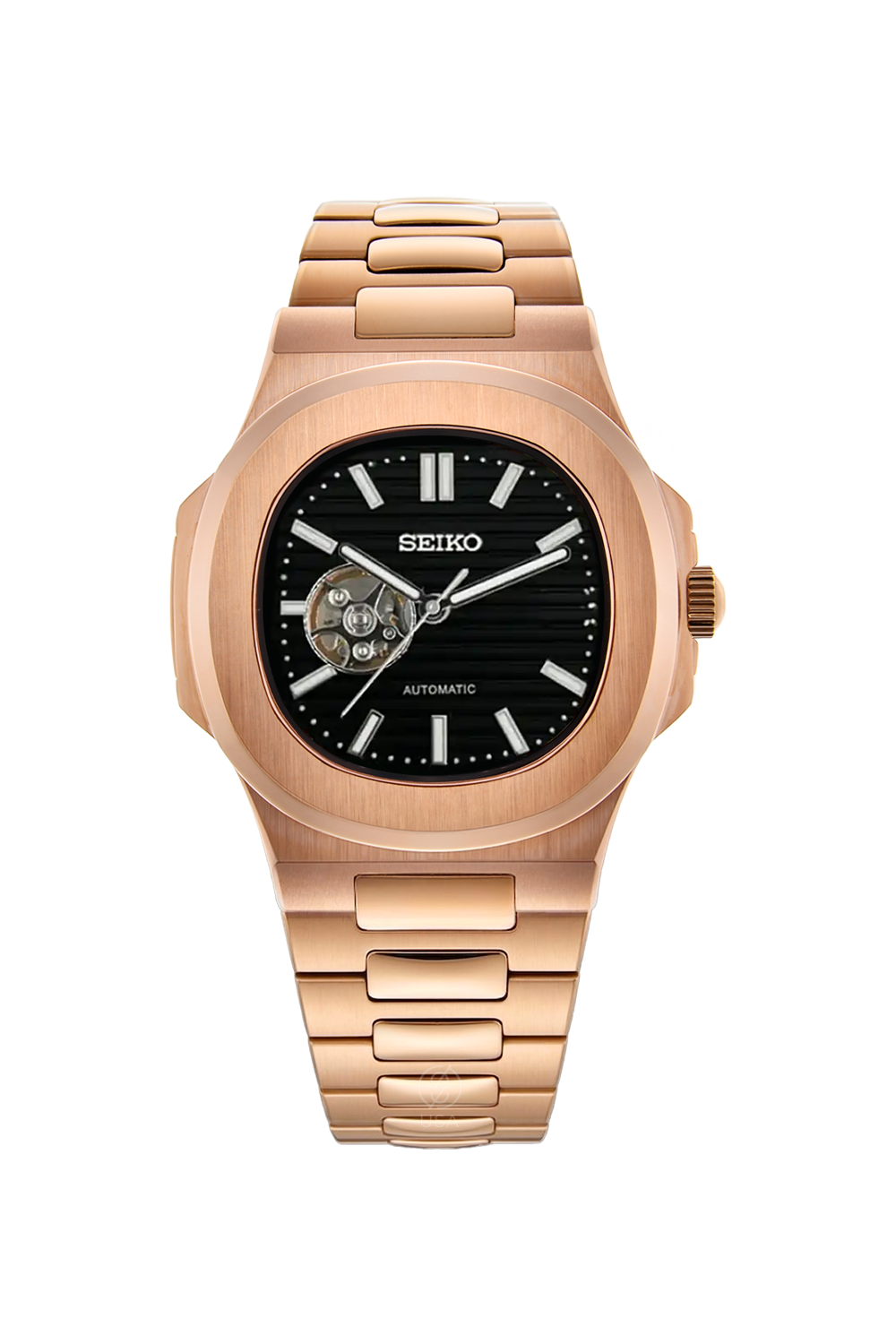 Mod Nautilus Rose Gold Skeleton Black
