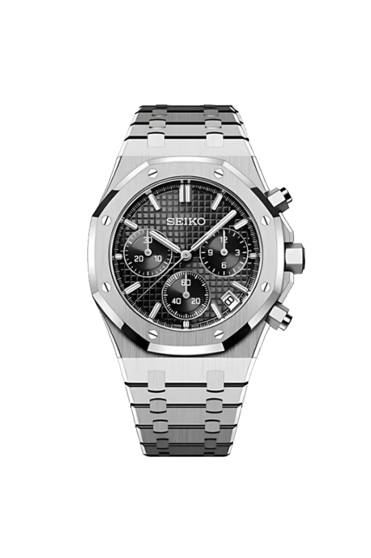 ROYAL SEIKOAK SILVER BLACK CHRONOGRAPH